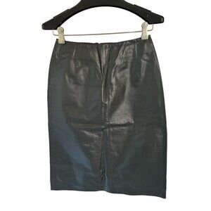 Vintage Leather Skirt Dark Green Lined by Country Road Size XSmall